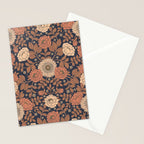 Peach, Dusty Rose, Mauve & Blue-Gray Floral Pattern Stationery Card Gallery Image 2