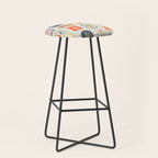 Vintage tropical summer patchwork art pattern Stool Gallery Image 1