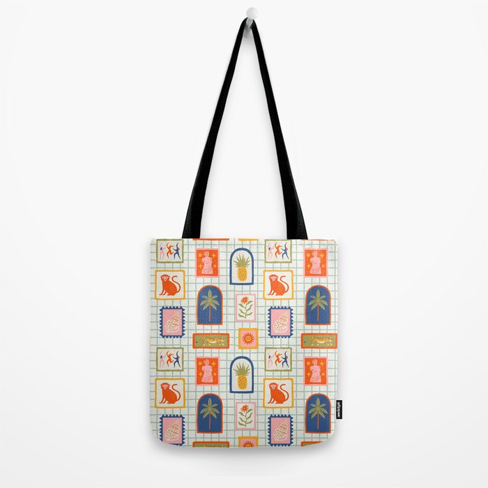 Vintage tropical summer patchwork art pattern Tote Bag Gallery Image 2