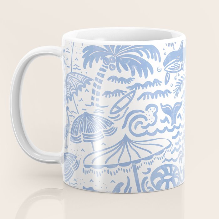 Coastal Daydreams Hand-Drawn Ocean Collage Pattern Coffee Mug Gallery Image 3