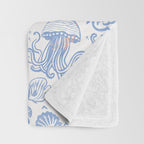 Coastal Daydreams Hand-Drawn Ocean Collage Pattern Throw Blanket Gallery Image 3