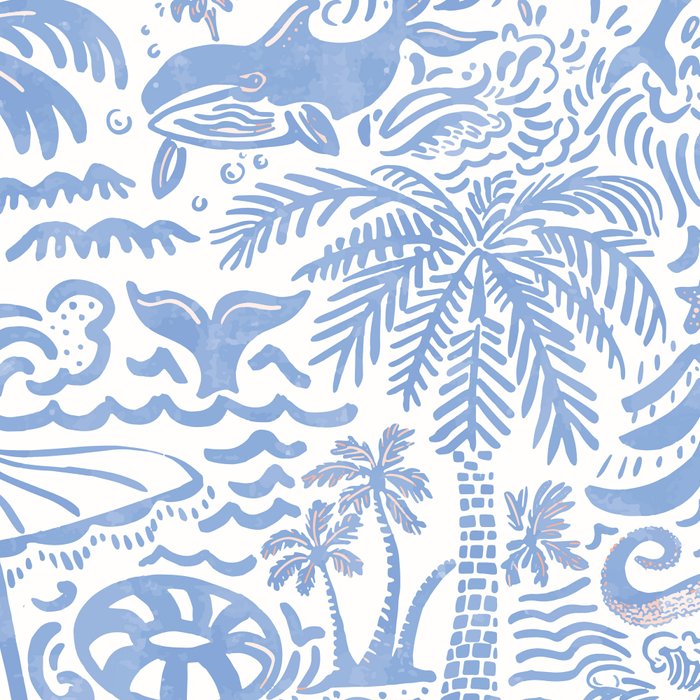 Coastal Daydreams Hand-Drawn Ocean Collage Pattern Coffee Mug Gallery Image 2