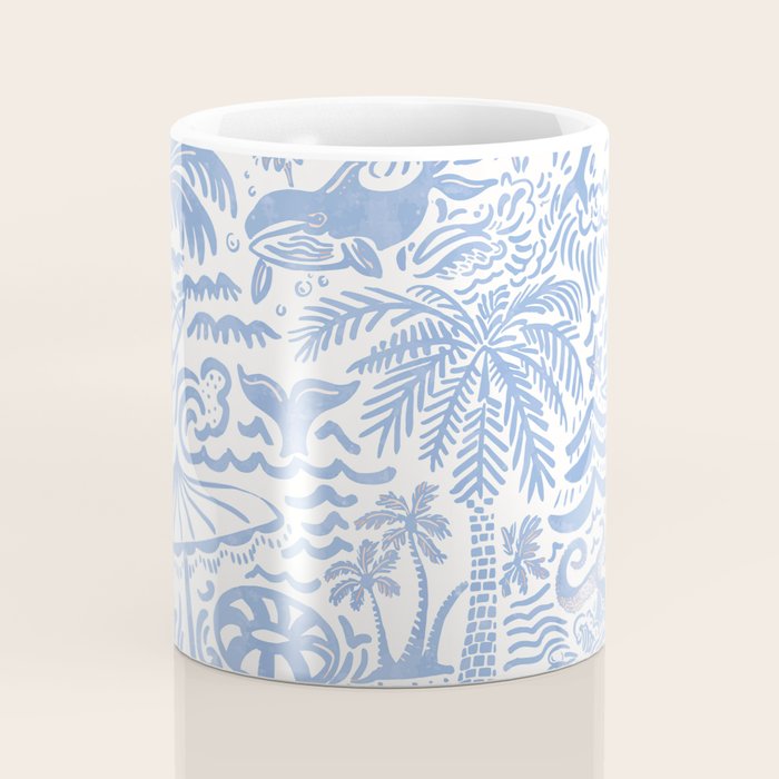 Coastal Daydreams Hand-Drawn Ocean Collage Pattern Coffee Mug Gallery Image 4