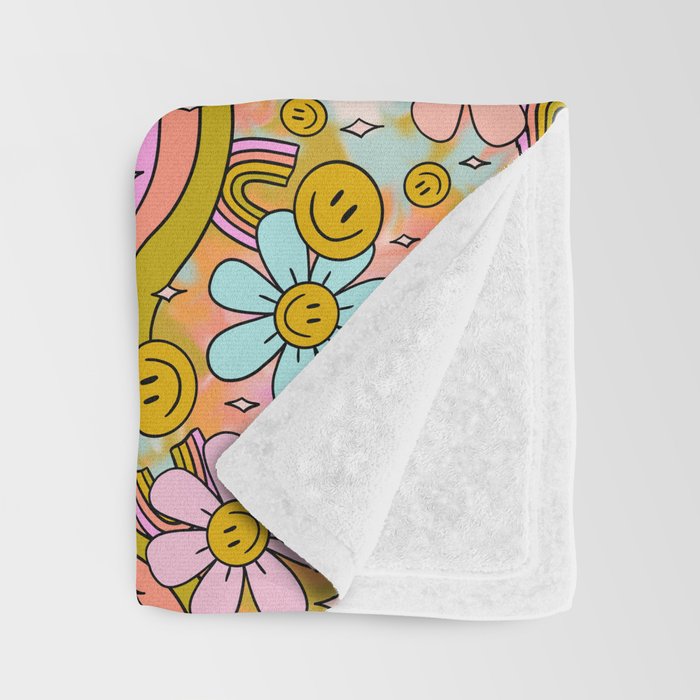 Tie Dye Flower Print Throw Blanket Gallery Image 3