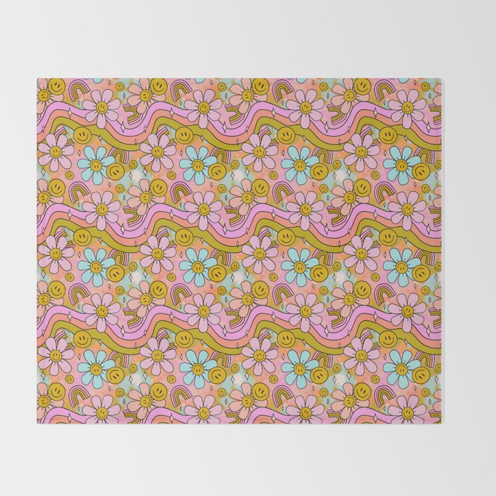 Tie Dye Flower Print Throw Blanket Gallery Image 2