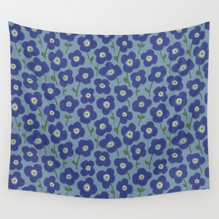 Little flowers blue Wall Tapestry Gallery Image 4