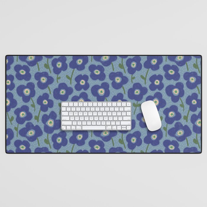 Little flowers blue Desk Mat Gallery Image 1