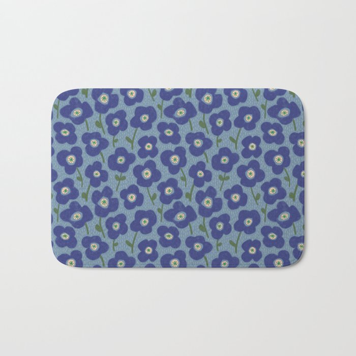 Little flowers blue Bath Mat Gallery Image 1