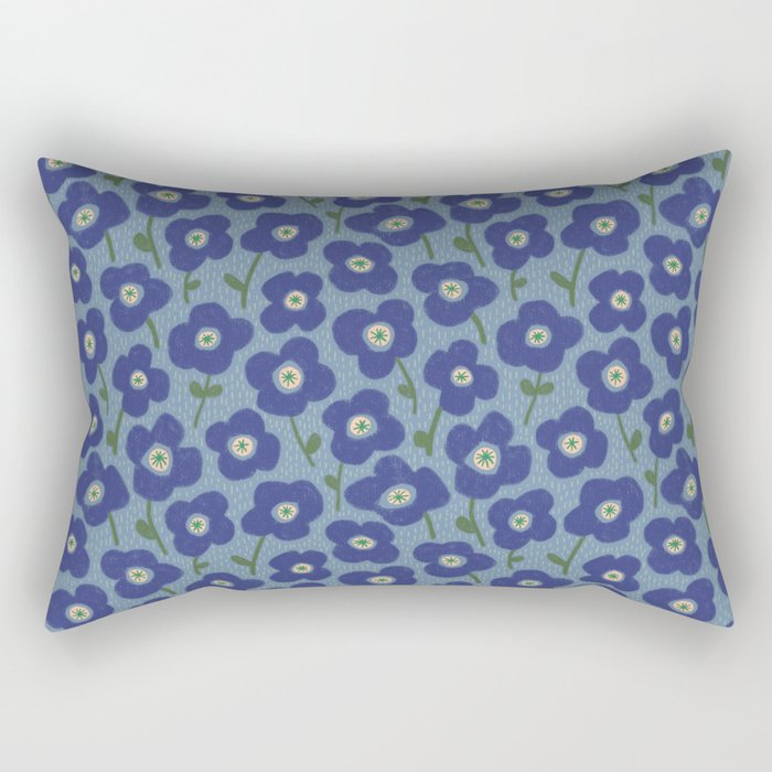 Little flowers blue Rectangular Pillow Gallery Image 1