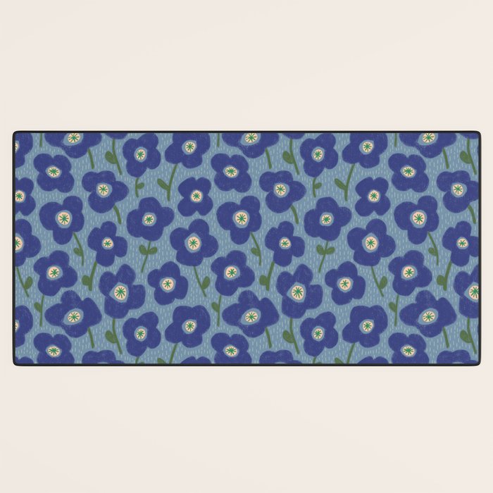 Little flowers blue Desk Mat Gallery Image 3