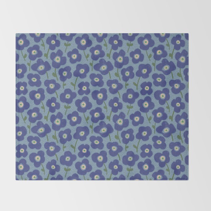 Little flowers blue Throw Blanket Gallery Image 2