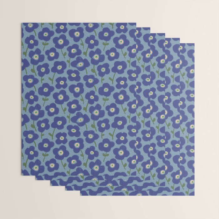 Little flowers blue Wrapping Paper Gallery Image 3