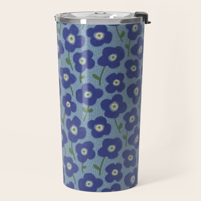 Little flowers blue Travel Mug Gallery Image 2