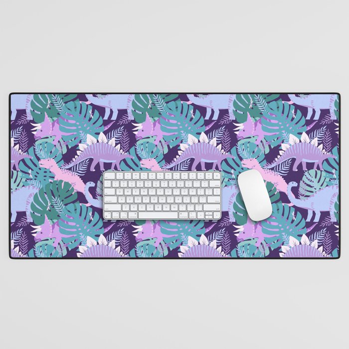 Jungle Dinosaur - Purple Desk Mat Gallery Image 1