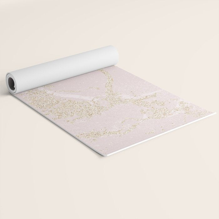 Elegant modern blush pink gold pastel marble Yoga Mat Gallery Image 2