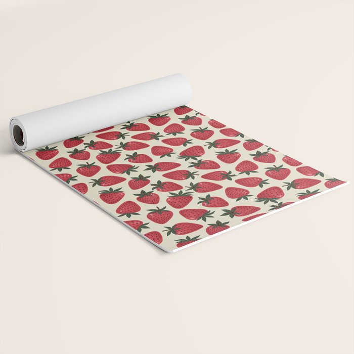 Hand Drawn Vintage Strawberry Pattern Yoga Mat Gallery Image 2