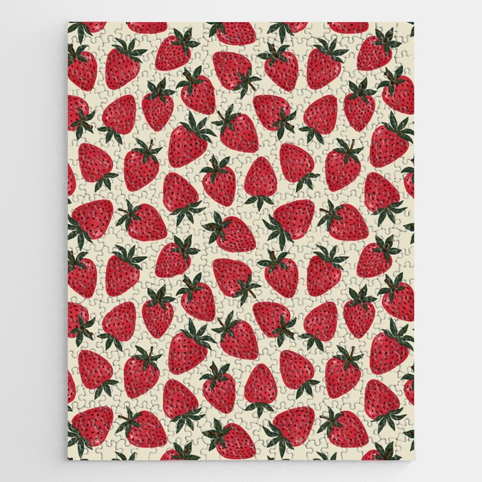 Hand Drawn Vintage Strawberry Pattern Jigsaw Puzzle Gallery Image 1