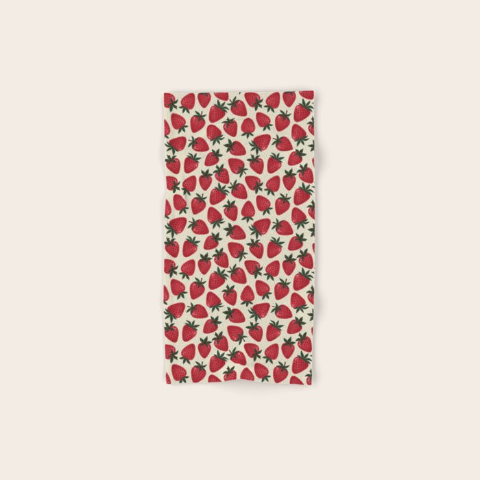 Hand Drawn Vintage Strawberry Pattern Bath Towel Gallery Image 1