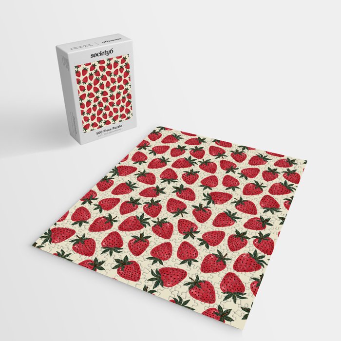 Hand Drawn Vintage Strawberry Pattern Jigsaw Puzzle Gallery Image 2