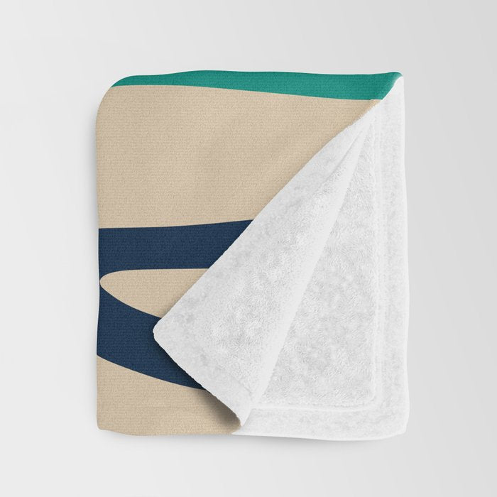 Mid Century Modern Wild Stripes Minimal Abstract Pattern Teal Navy Blue Burnt Orange Throw Blanket Gallery Image 3