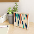 Mid Century Modern Wild Stripes Minimal Abstract Pattern Teal Navy Blue Burnt Orange Mini Art Print Gallery Image 2