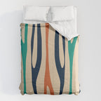 Mid Century Modern Wild Stripes Minimal Abstract Pattern Teal Navy Blue Burnt Orange Comforter Gallery Image 6