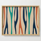 Mid Century Modern Wild Stripes Minimal Abstract Pattern Teal Navy Blue Burnt Orange Serving Tray Gallery Image 1