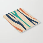Mid Century Modern Wild Stripes Minimal Abstract Pattern Teal Navy Blue Burnt Orange Notebook Gallery Image 2