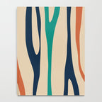 Mid Century Modern Wild Stripes Minimal Abstract Pattern Teal Navy Blue Burnt Orange Notebook Gallery Image 4