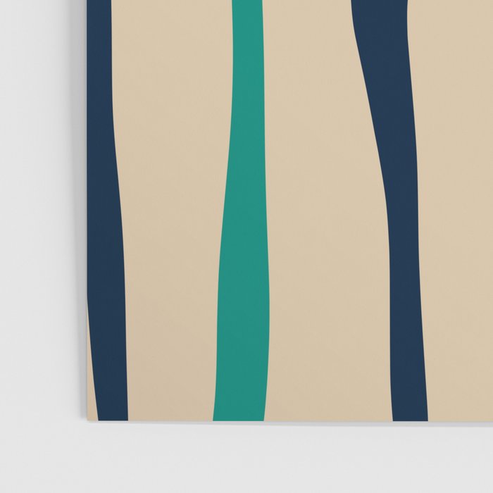 Mid Century Modern Wild Stripes Minimal Abstract Pattern Teal Navy Blue Burnt Orange Poster Gallery Image 3