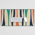 Mid Century Modern Wild Stripes Minimal Abstract Pattern Teal Navy Blue Burnt Orange Desk Mat Gallery Image 1