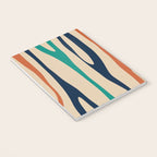 Mid Century Modern Wild Stripes Minimal Abstract Pattern Teal Navy Blue Burnt Orange Notebook Gallery Image 3