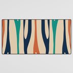 Mid Century Modern Wild Stripes Minimal Abstract Pattern Teal Navy Blue Burnt Orange Desk Mat Gallery Image 3