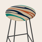 Mid Century Modern Wild Stripes Minimal Abstract Pattern Teal Navy Blue Burnt Orange Stool Gallery Image 2