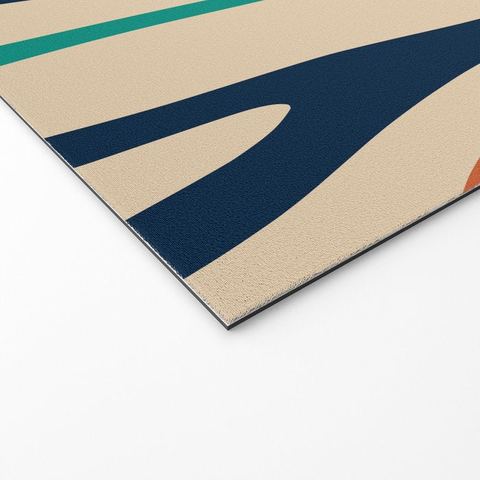 Mid Century Modern Wild Stripes Minimal Abstract Pattern Teal Navy Blue Burnt Orange Welcome Mat Gallery Image 2