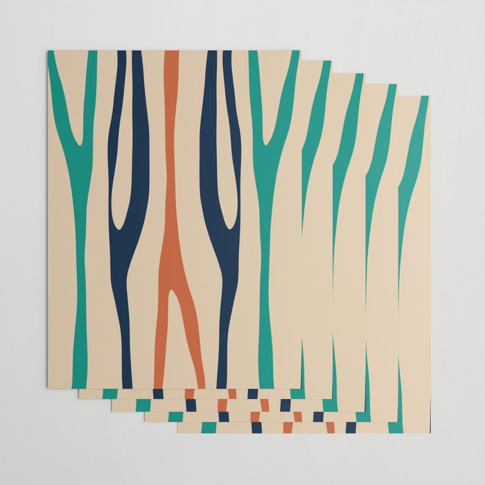 Mid Century Modern Wild Stripes Minimal Abstract Pattern Teal Navy Blue Burnt Orange Wrapping Paper Gallery Image 3