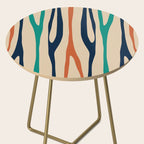 Mid Century Modern Wild Stripes Minimal Abstract Pattern Teal Navy Blue Burnt Orange Side Table Gallery Image 2