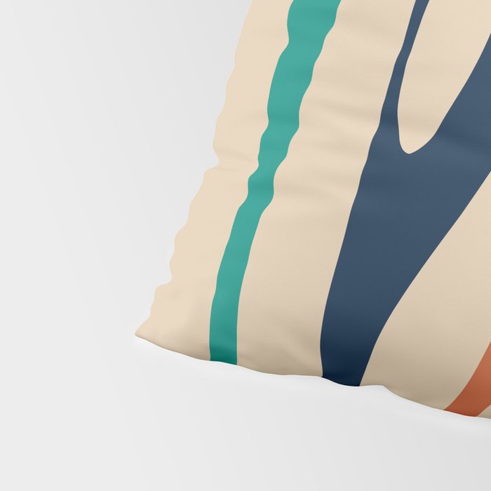 Mid Century Modern Wild Stripes Minimal Abstract Pattern Teal Navy Blue Burnt Orange Pillow Sham Gallery Image 4