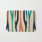 Mid Century Modern Wild Stripes Minimal Abstract Pattern Teal Navy Blue Burnt Orange Bath Mat Gallery Image 1