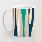 Mid Century Modern Wild Stripes Minimal Abstract Pattern Teal Navy Blue Burnt Orange Coffee Mug Gallery Image 3