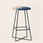 Retro, Sun and Wave Art, Blue and Orange Stool Gallery Image 1