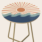 Retro, Sun and Wave Art, Blue and Orange Side Table Gallery Image 2