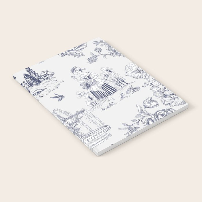 Toile de Jouy Modern Vintage French Lovers Blue & White Art Print Notebook Gallery Image 2