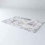 Toile de Jouy Modern Vintage French Lovers Blue & White Art Print Rug Gallery Image 3