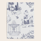 Toile de Jouy Modern Vintage French Lovers Blue & White Art Print Poster Gallery Image 4