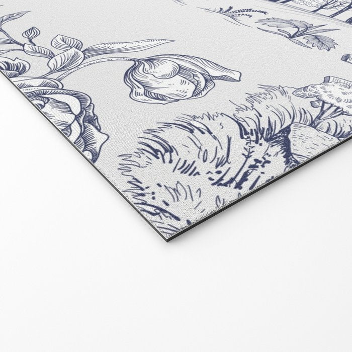 Toile de Jouy Modern Vintage French Lovers Blue & White Art Print Welcome Mat Gallery Image 2