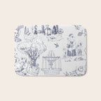 Toile de Jouy Modern Vintage French Lovers Blue & White Art Print Bath Mat Gallery Image 1