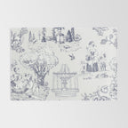 Toile de Jouy Modern Vintage French Lovers Blue & White Art Print Rug Gallery Image 2
