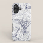 Toile de Jouy Modern Vintage French Lovers Blue & White Art Print iPhone Case Gallery Image 1