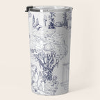 Toile de Jouy Modern Vintage French Lovers Blue & White Art Print Travel Mug Gallery Image 3